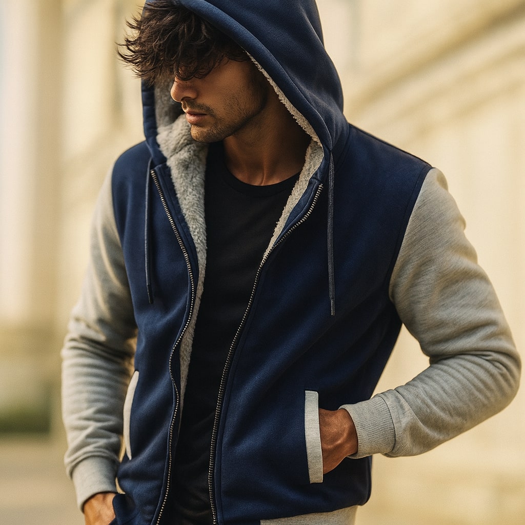 Herren-Kapuzenjacke mit Kontrast