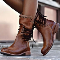 Studded Lace-Up Ankle Boots