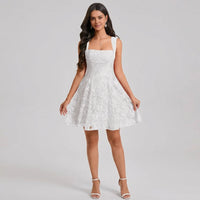 Willa | Women's Square Neck Pleated Mini Dress