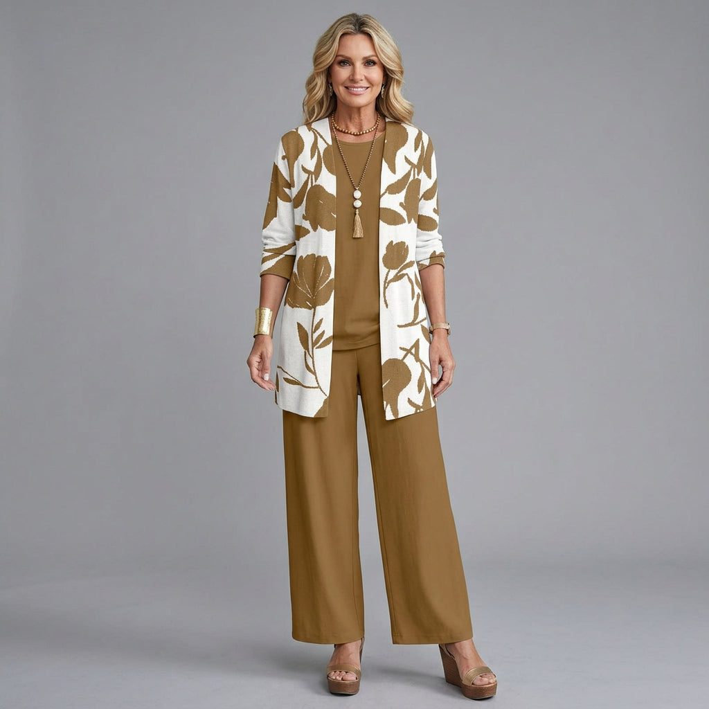 Modern Graphic Vest Three-Piece Set