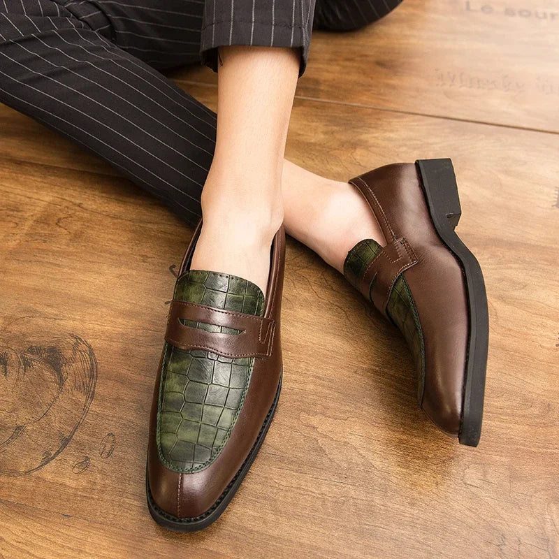 PLUXSTYLE::numise::mens-croc-embossed-penny-loafers::lifestyle-keep-2