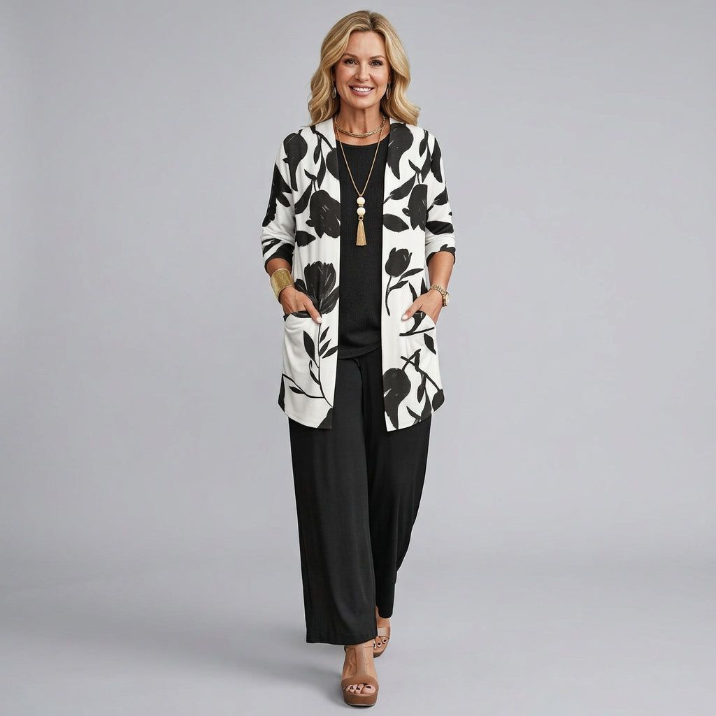 Modern Graphic Vest Three-Piece Set