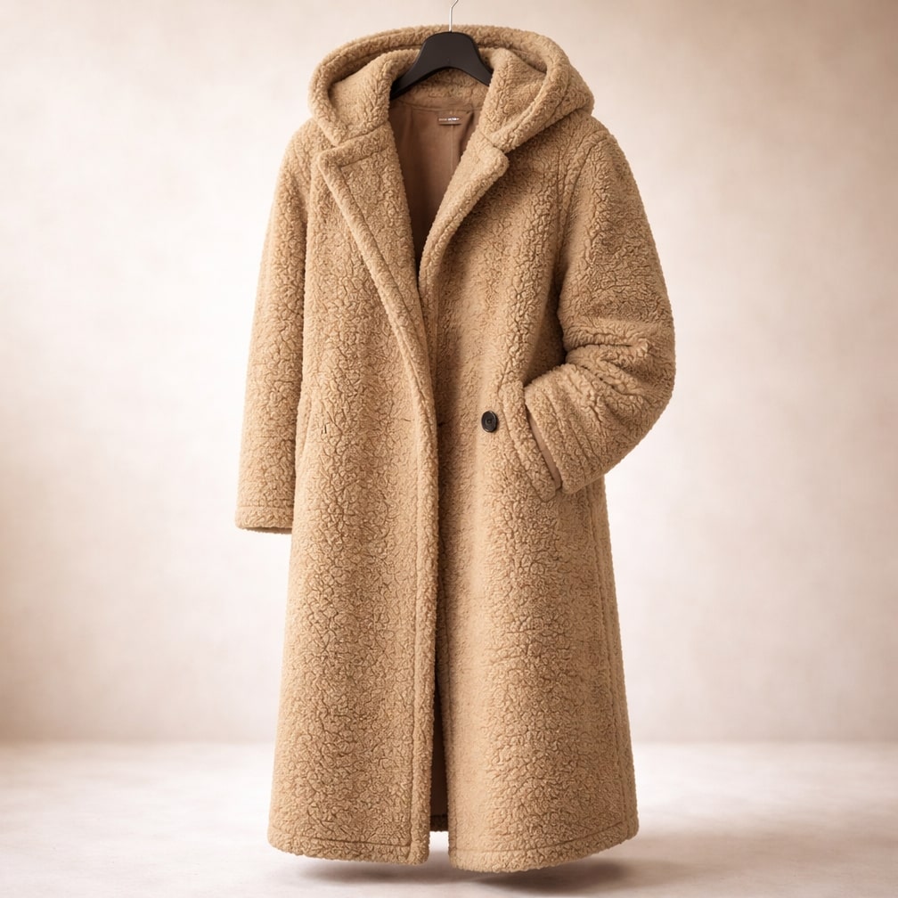 Abrigo largo con capucha para mujer