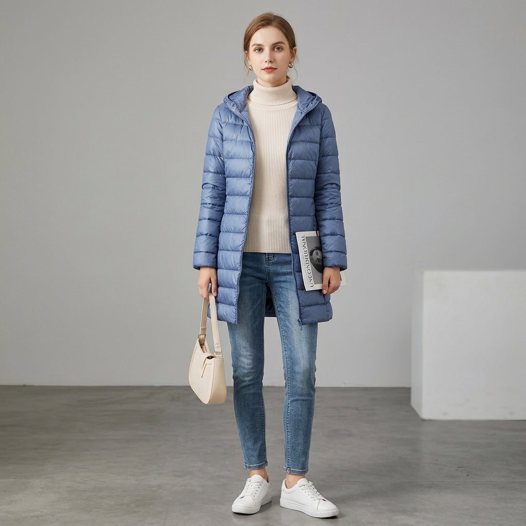 Leichter langer Parka für Damen für einen modernen Alltagslook