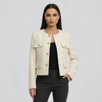Cropped Button-Front Jacket