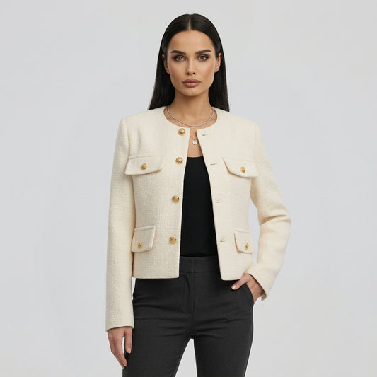 Cropped Button-Front Jacket