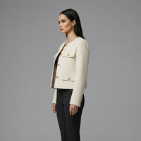 Cropped Button-Front Jacket