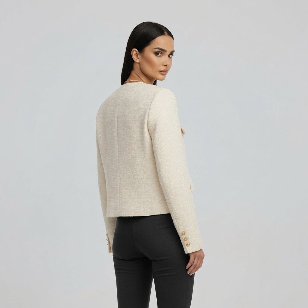 Cropped Button-Front Jacket
