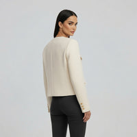 Cropped Button-Front Jacket