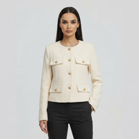 Cropped Button-Front Jacket
