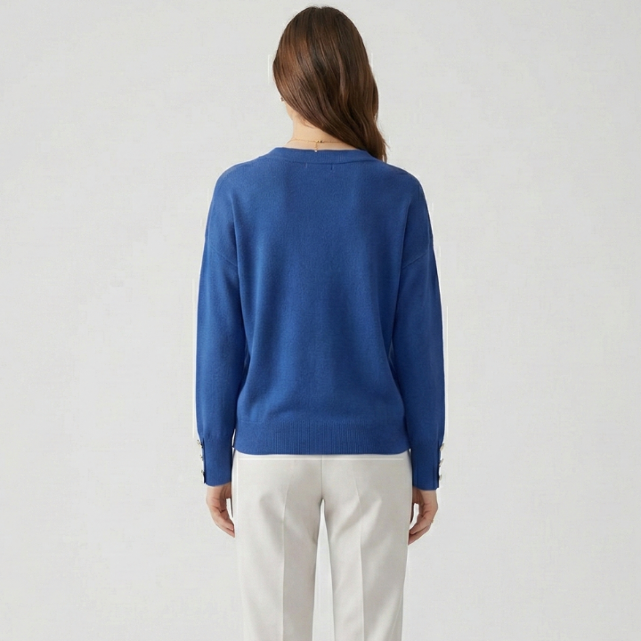 Maglione dal taglio morbido con scollo a V e polsini abbottonati