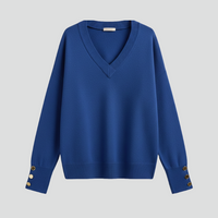 Maglione dal taglio morbido con scollo a V e polsini abbottonati