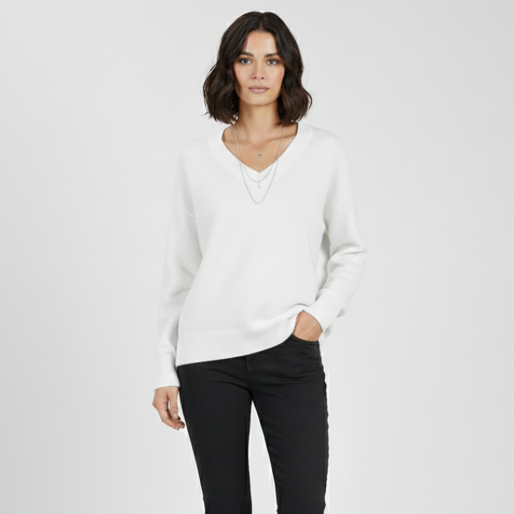 Maglione classico da donna con scollo a V