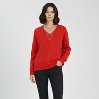 Maglione classico da donna con scollo a V