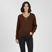 Maglione classico da donna con scollo a V