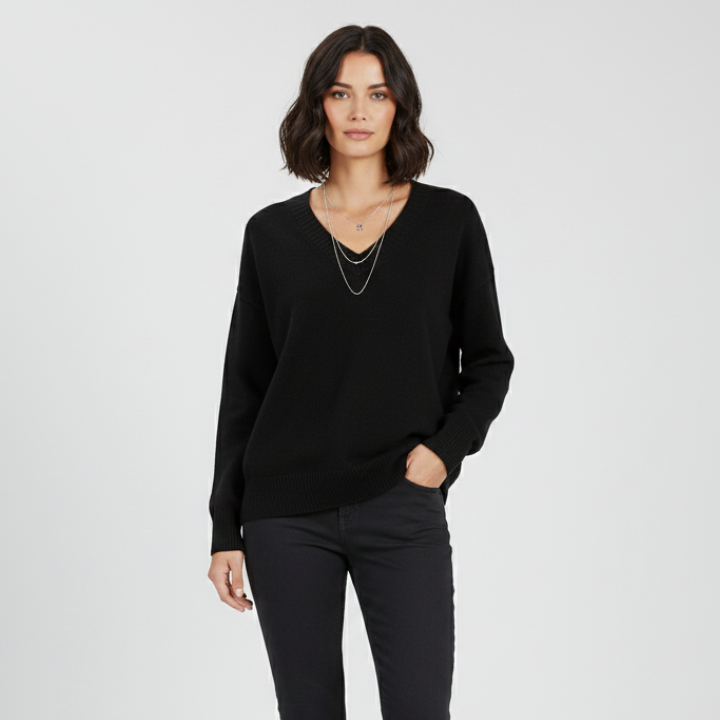Maglione classico da donna con scollo a V