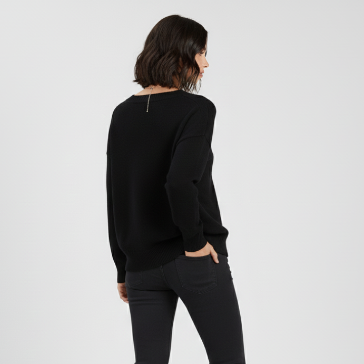 Maglione classico da donna con scollo a V