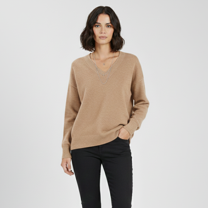 Maglione classico da donna con scollo a V