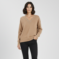 Maglione classico da donna con scollo a V