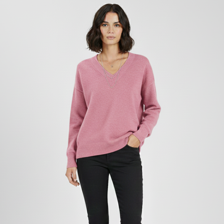 Maglione classico da donna con scollo a V