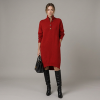 High-Neck Midi Dress
