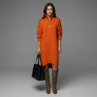 High-Neck Midi Dress