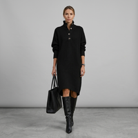 High-Neck Midi Dress