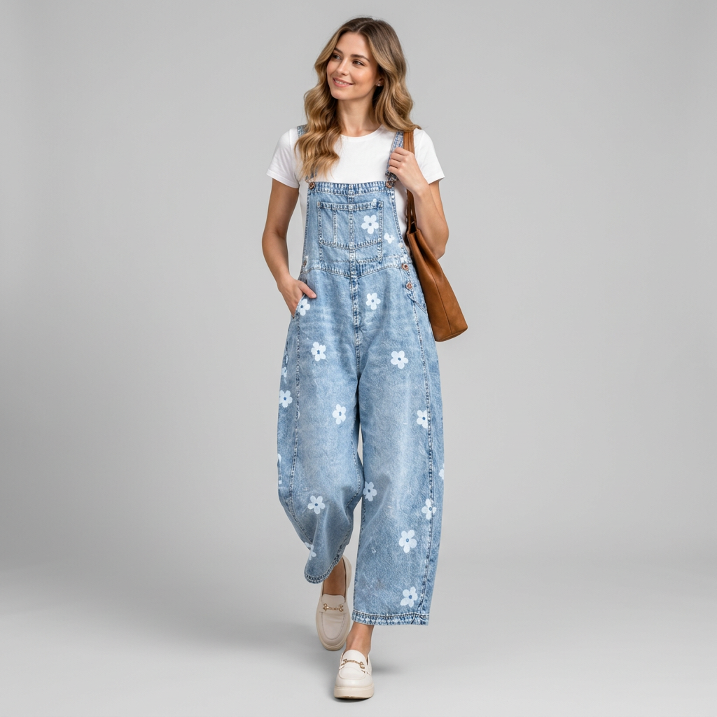 Wide-Leg Overall Pants