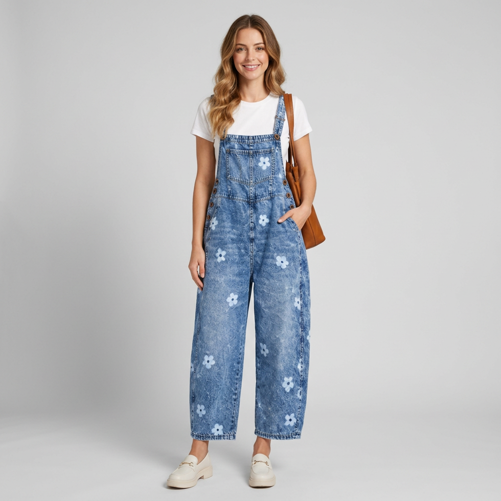 Wide-Leg Overall Pants