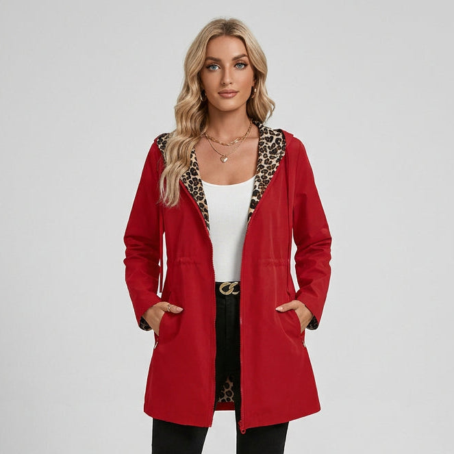 Leah | Wintermantel mit Leopardenmuster und Kordelzug für Damen