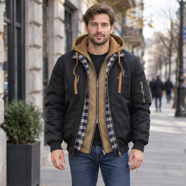 Men's Plaid Hooded Jacket