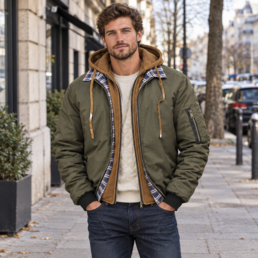 Men's Plaid Hooded Jacket