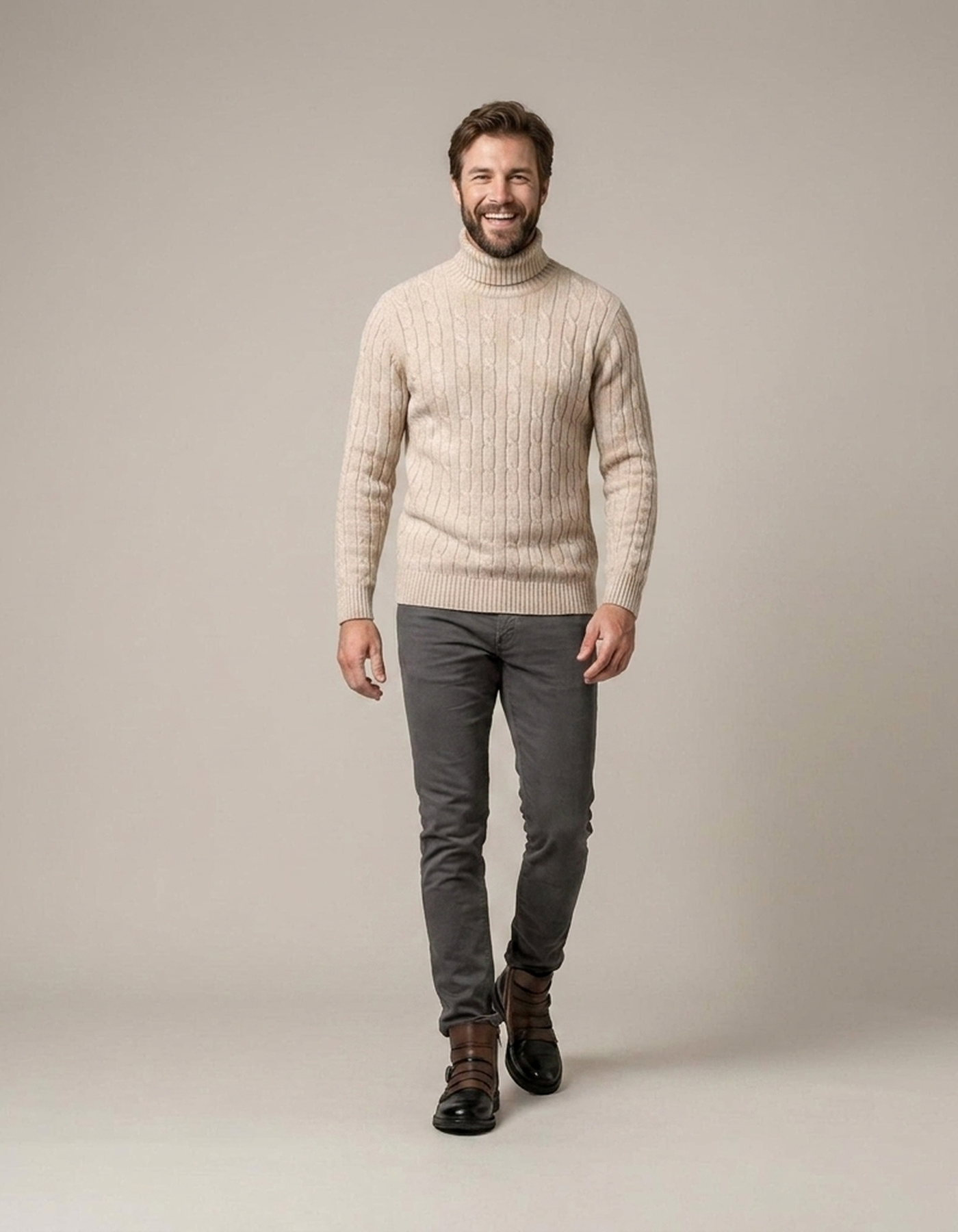 PLUXSTYLE::numise::mens-cable-turtleneck-sweater::front