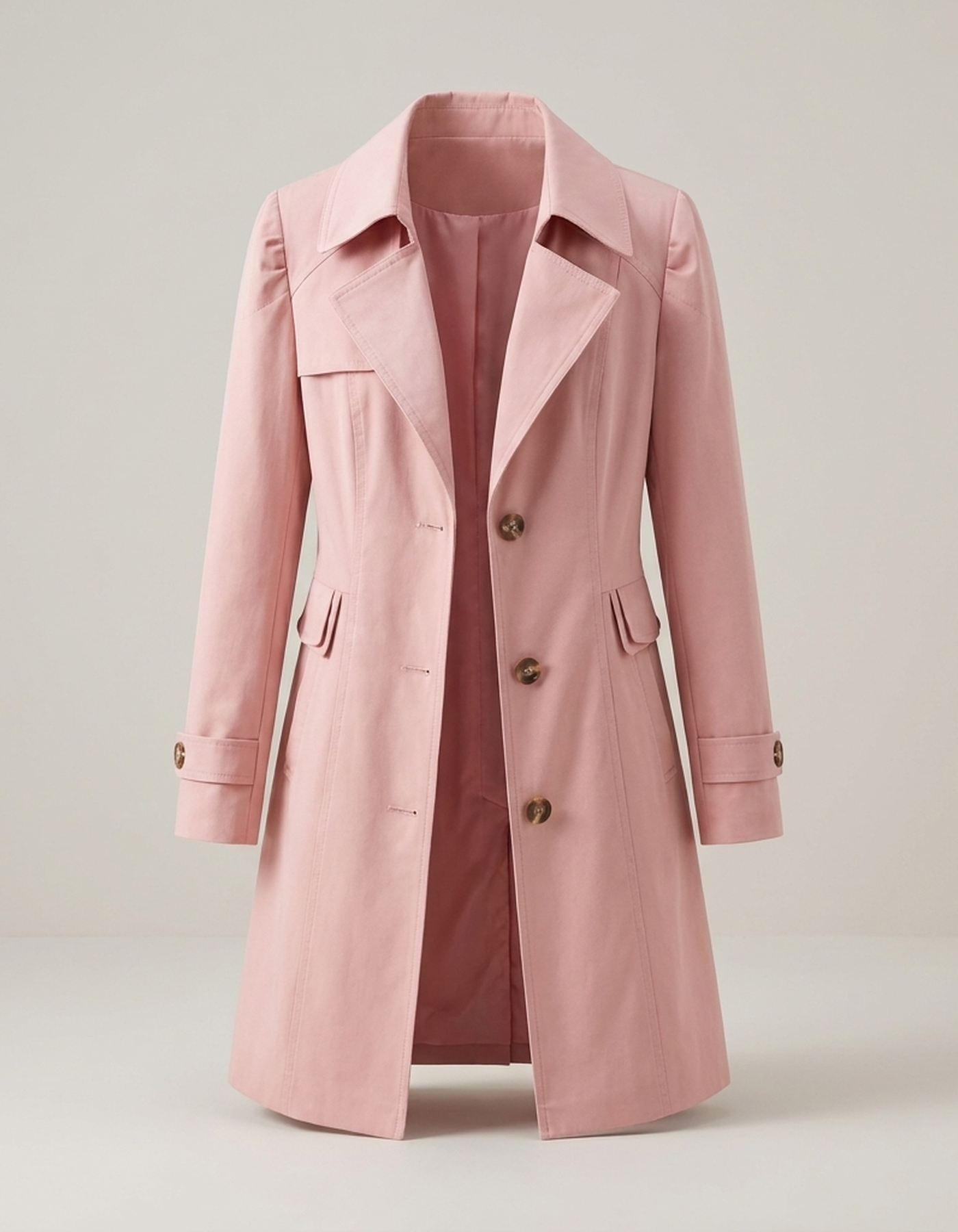PLUXSTYLE::numise::double-breasted-mid-length-parka::pack-pink