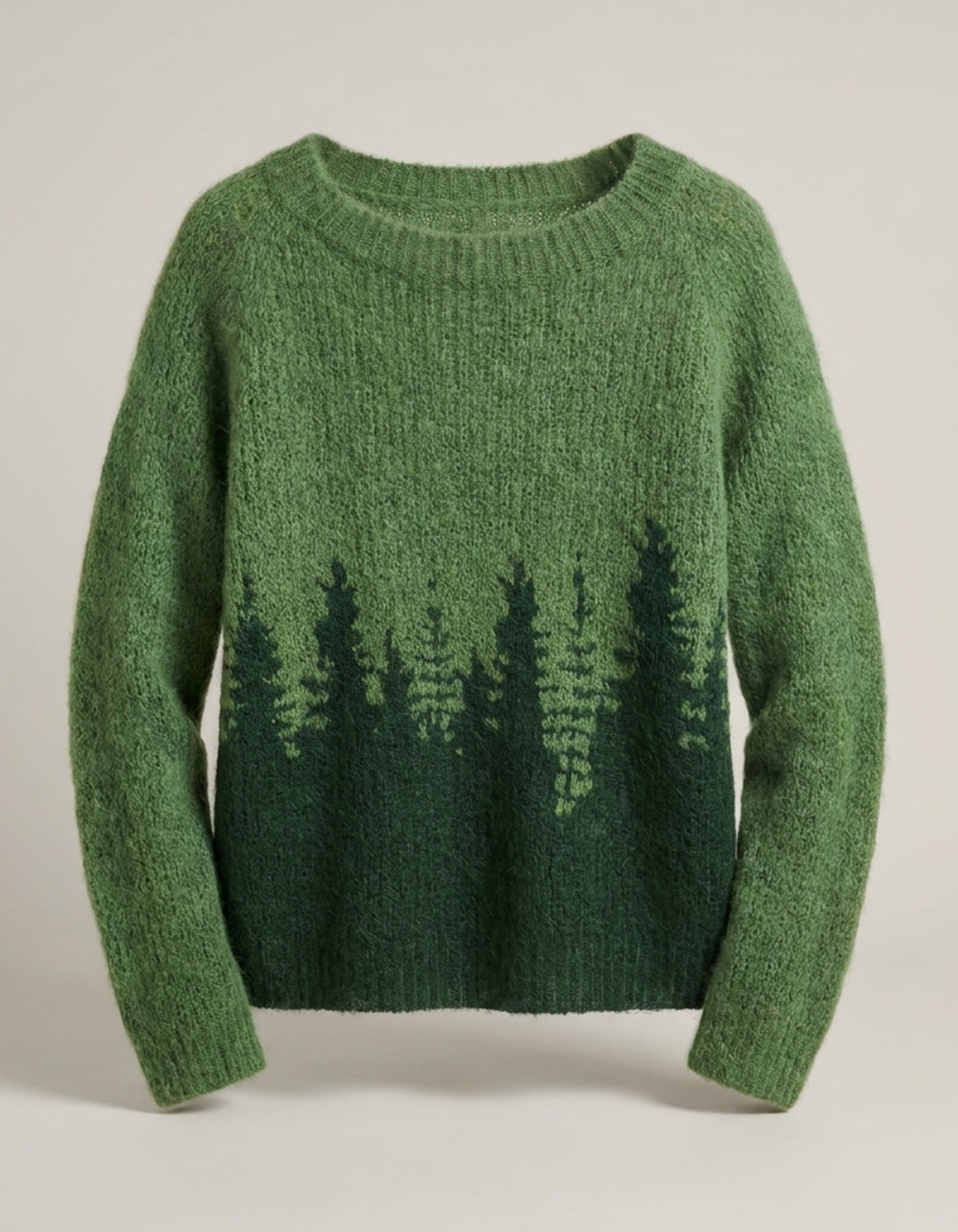 PLUXSTYLE::numise::fair-isle-crewneck-sweater::pack-green-silhouette-print
