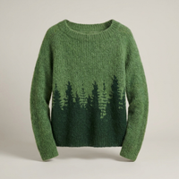 PLUXSTYLE::numise::fair-isle-crewneck-sweater::pack-green-silhouette-print