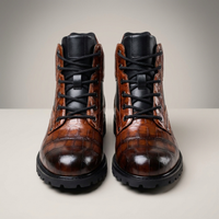 PLUXSTYLE::numise::mens-croc-embossed-ankle-boots::pack-brown