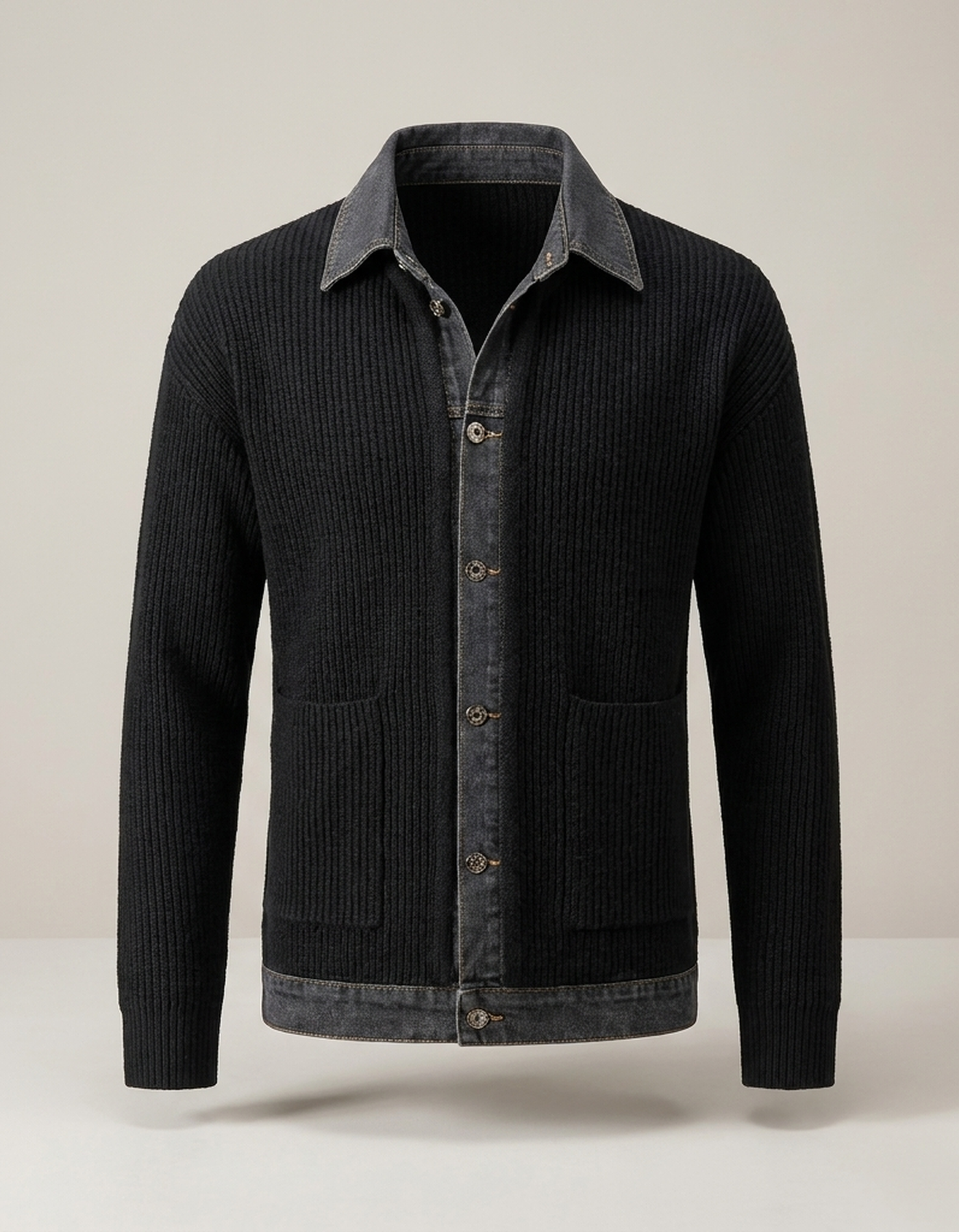 PLUXSTYLE::numise::mens-collared-cardigan::pack-grey