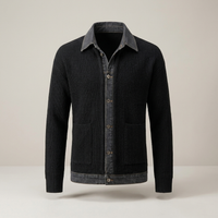 PLUXSTYLE::numise::mens-collared-cardigan::pack-grey