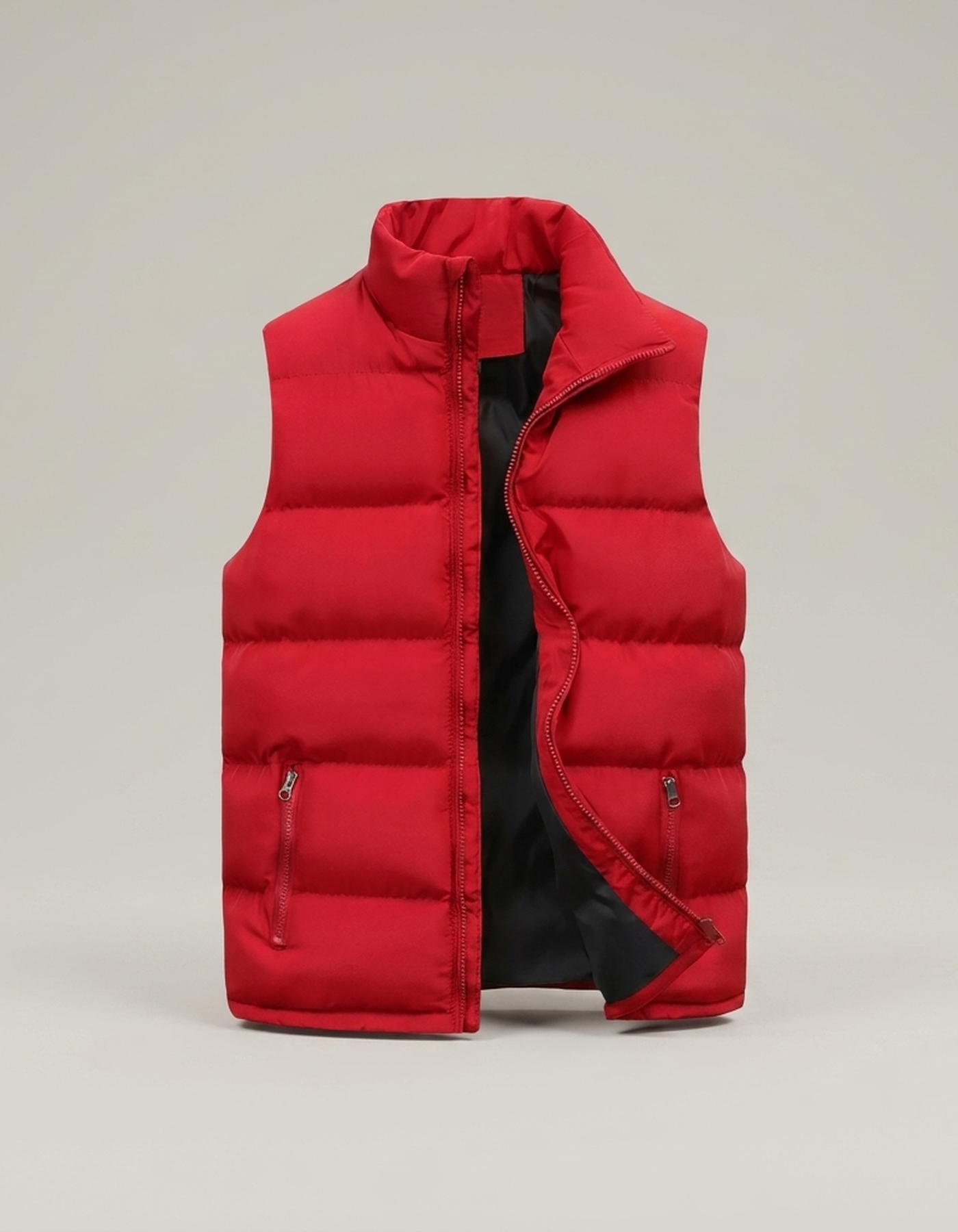 PLUXSTYLE::numise::mens-warm-sleeveless-puffer-vest::pack-red