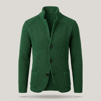 PLUXSTYLE::numise::stand-collar-button-cardigan::pack-green