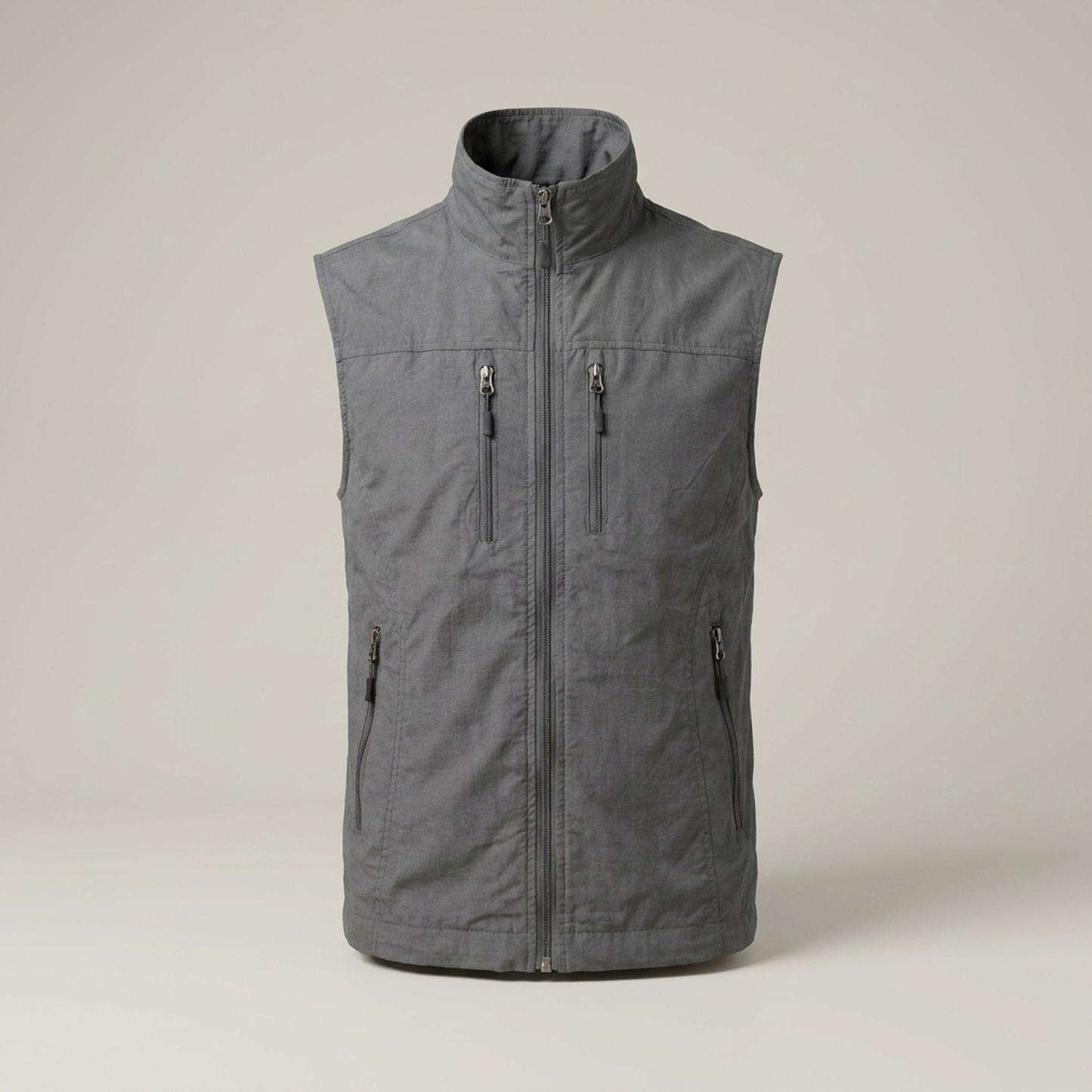 PLUXSTYLE::numise::mens-zip-vest-with-storage::pack-grey