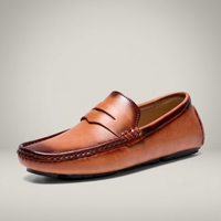 PLUXSTYLE::numise::mens-round-toe-penny-loafers::closeup-hero