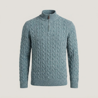 PLUXSTYLE::numise::mens-cable-textured-half-zip-sweater::pack-blue-green
