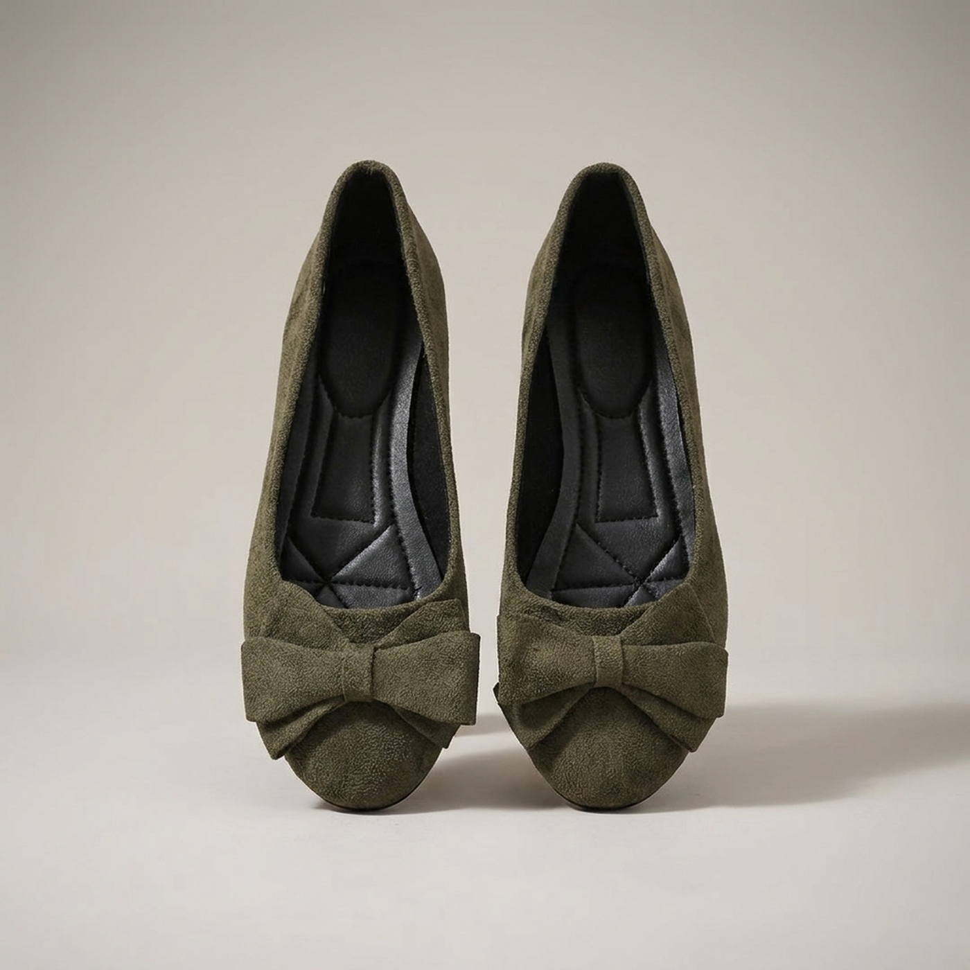 PLUXSTYLE::numise::annabelle-bow-detail-ballerina-flats::pack-dark-green