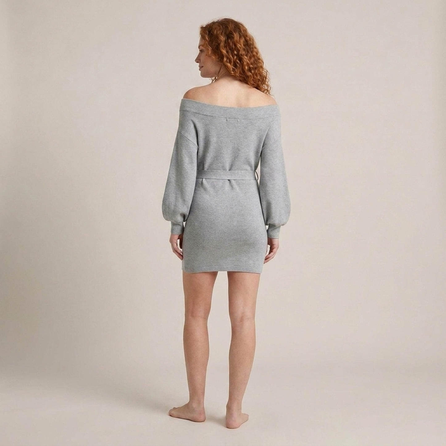 PLUXSTYLE::numise::bardot-tie-waist-mini-dress::back
