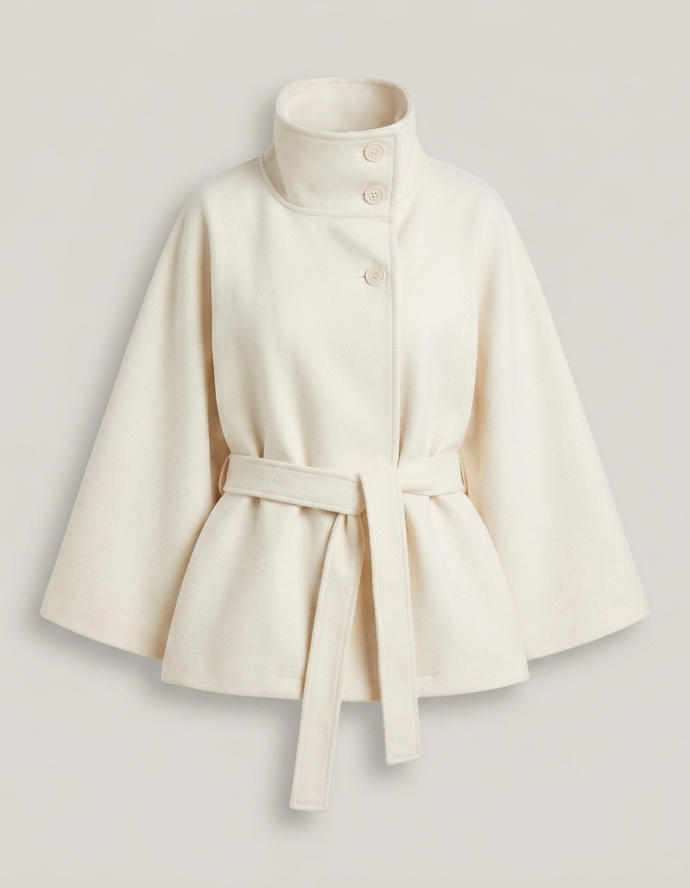 PLUXSTYLE::numise::cape-sleeve-belted-parka::pack-white