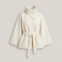 PLUXSTYLE::numise::cape-sleeve-belted-parka::pack-white