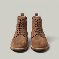 PLUXSTYLE::numise::mens-side-zip-brogue-ankle-boots::pack-brown