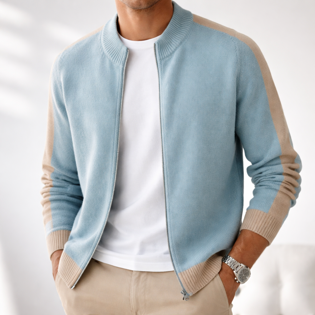 PLUXSTYLE::numise::mens-color-block-zip-cardigan::lifestyle-keep-1